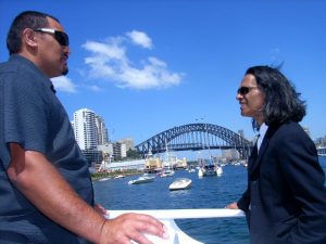 Maori and harbour bridge