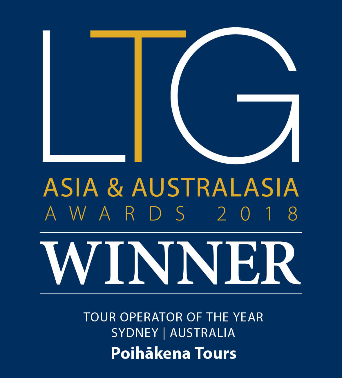 Winner - Tour Operator (Sydney) 2018 - Luxury Travel Guide Award 